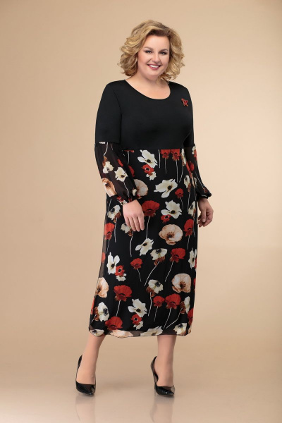 Платье Svetlana-Style 1428 черный+цветы - фото 1