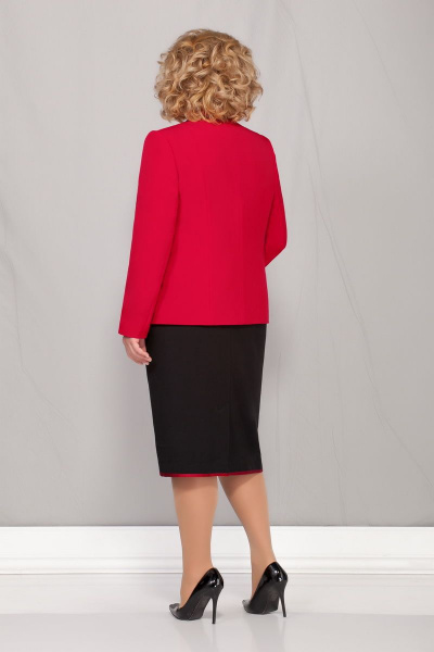 Жакет, юбка Ивелта плюс 2502 красный+черный - фото 2