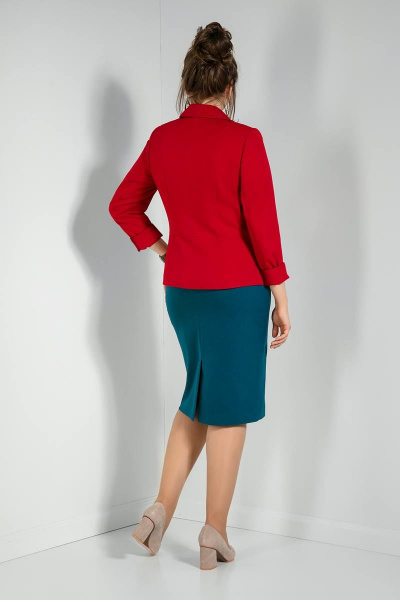 Жакет, юбка JeRusi 2086 красный-бирюза - фото 3