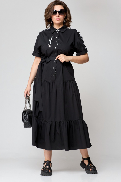 Платье EVA GRANT 7200 черный+зебра - фото 7