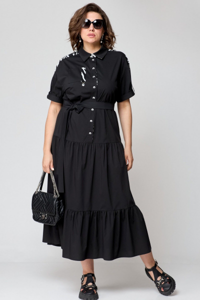 Платье EVA GRANT 7200 черный+зебра - фото 1