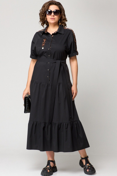 Платье EVA GRANT 7200 черный+леопард - фото 1