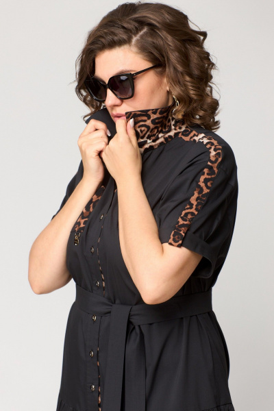Платье EVA GRANT 7200 черный+леопард - фото 13