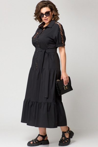 Платье EVA GRANT 7200 черный+леопард - фото 2