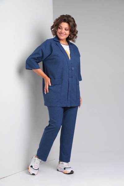 Блуза, брюки, жакет Vilena 960 синий - фото 4