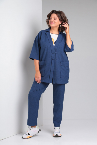 Блуза, брюки, жакет Vilena 960 синий - фото 3