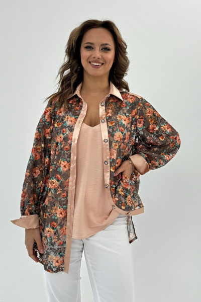 Блуза Condra 16243 бежевый-оранжевый - фото 11