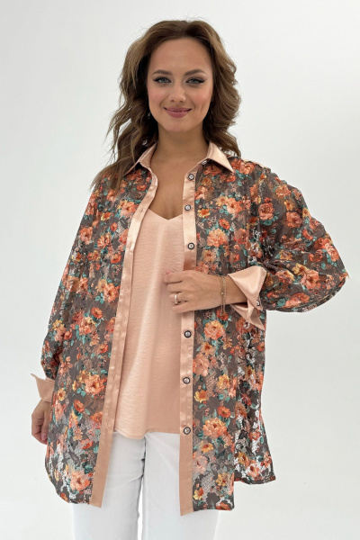 Блуза Condra 16243 бежевый-оранжевый - фото 3