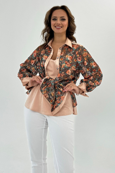 Блуза Condra 16243 бежевый-оранжевый - фото 9