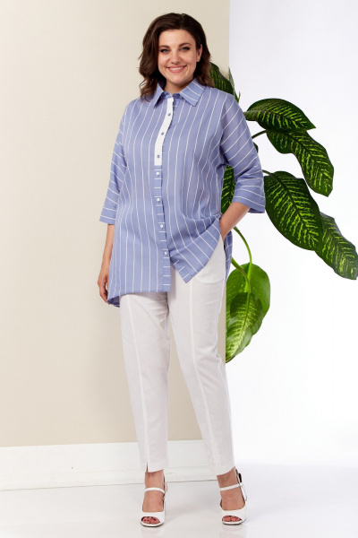 Блуза, брюки Anastasia 1003 голубой-белый - фото 4