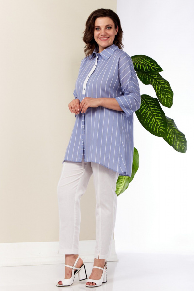 Блуза, брюки Anastasia 1003 голубой-белый - фото 3