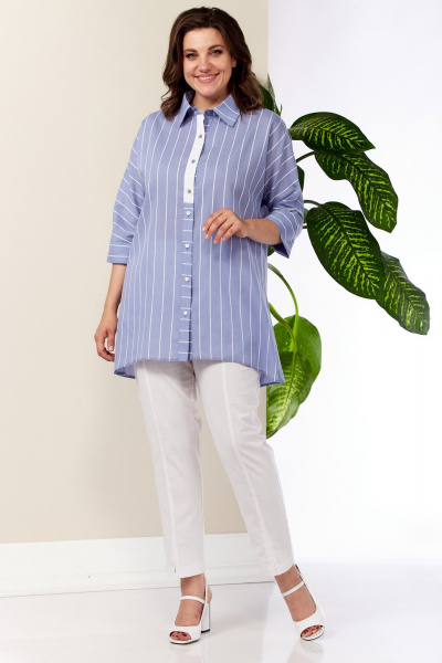 Блуза, брюки Anastasia 1003 голубой-белый - фото 1