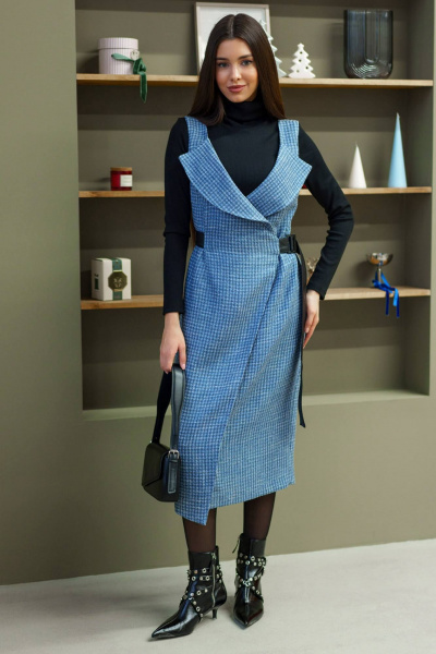 Платье Ivera 1133 серый, голубой - фото 3