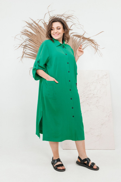 Платье OVERYOU М105/1 зеленый - фото 4