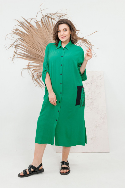 Платье OVERYOU М105/1 зеленый - фото 1