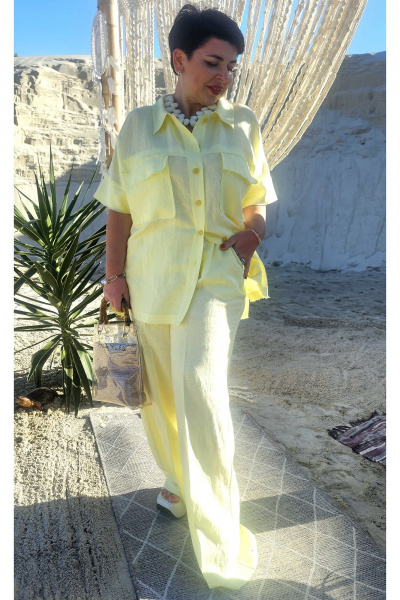 Блуза, брюки Vittoria Queen 21633 лимонный - фото 5