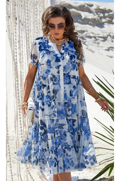 Платье Vittoria Queen 21803 диз.цветы-голубой-белый - фото 5