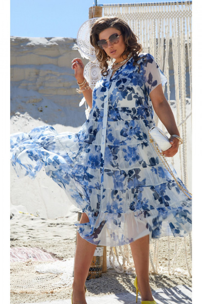 Платье Vittoria Queen 21803 диз.цветы-голубой-белый - фото 1