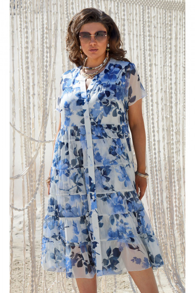 Платье Vittoria Queen 21803 диз.цветы-голубой-белый - фото 4