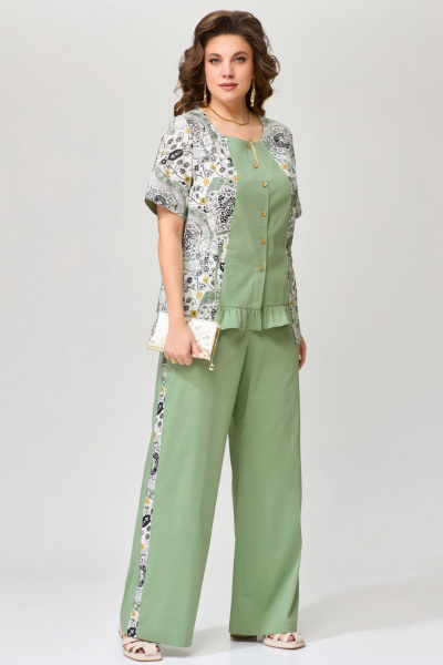 Блуза, брюки Fita 1611 оливково-зеленый - фото 2