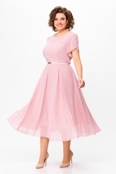 Платье Swallow 741 нежно-розовый+горох - фото 5