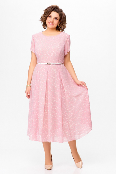 Платье Swallow 741 нежно-розовый+горох - фото 4