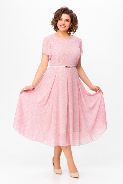 Платье Swallow 741 нежно-розовый+горох - фото 3