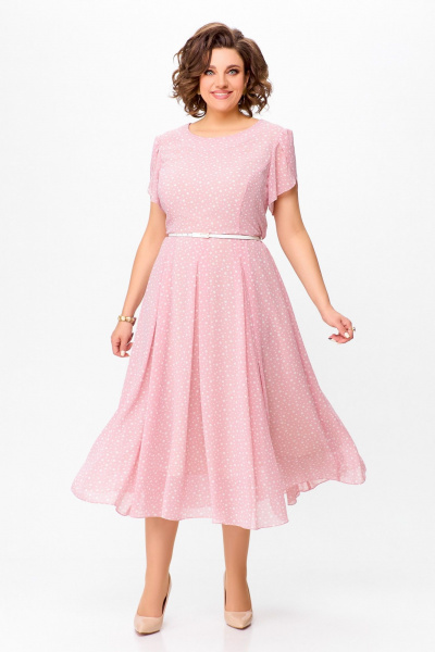 Платье Swallow 741 нежно-розовый+горох - фото 2