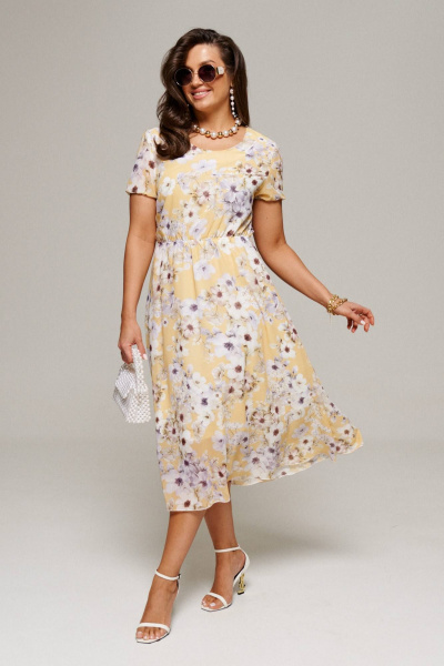 Жакет, платье Beautiful&Free 6100 молочный+желтый - фото 7