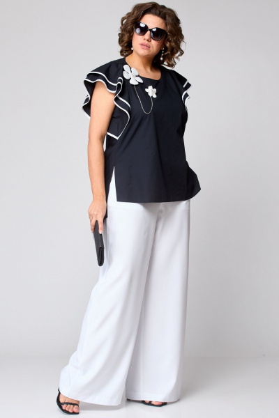 Блуза, брюки EVA GRANT 7182 черно-белый - фото 3