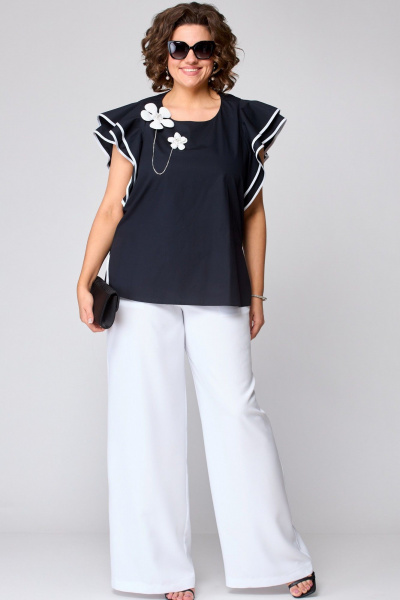 Блуза, брюки EVA GRANT 7182 черно-белый - фото 1