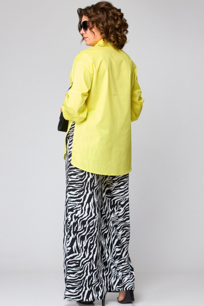 Блуза, брюки EVA GRANT 7195 желтый+принт_зебра - фото 2
