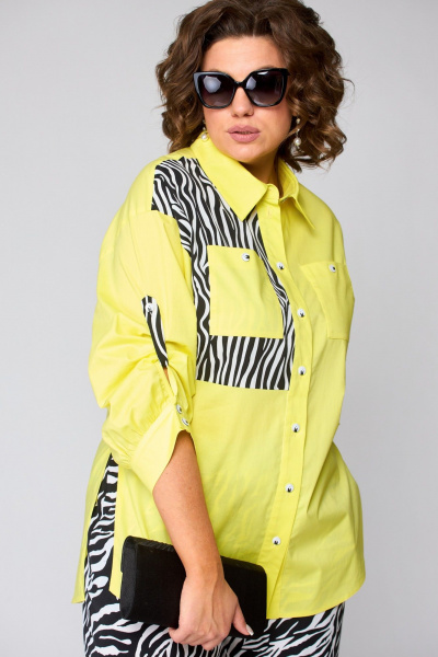 Блуза EVA GRANT 7080-1 желтый+принт_зебра - фото 6