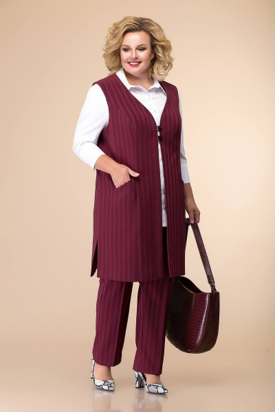 Блуза, брюки, жилет Romanovich Style 3-1759 бордо - фото 1
