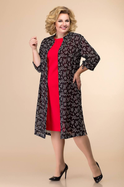 Кардиган, платье Romanovich Style 3-2046 черный/красный - фото 1