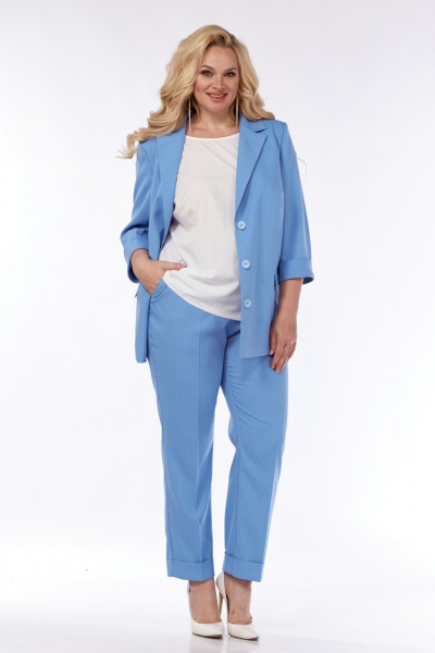Блуза, брюки, жакет Элль-стиль 2303 голубой - фото 15