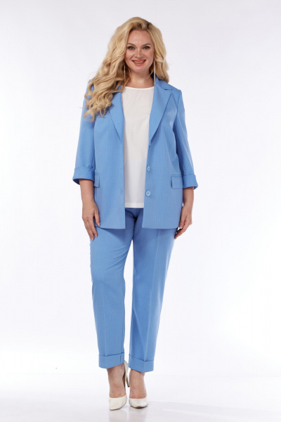 Блуза, брюки, жакет Элль-стиль 2303 голубой - фото 2