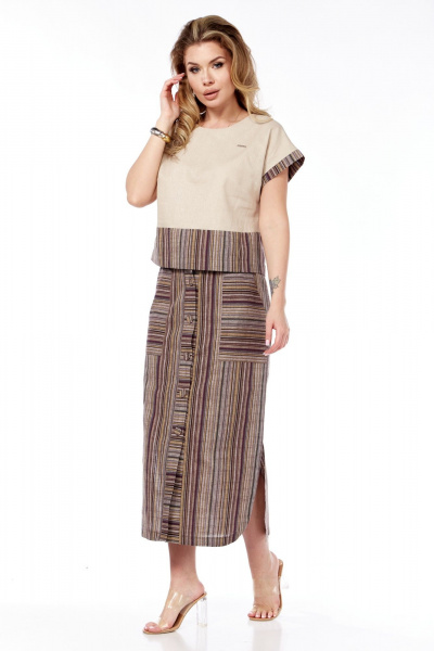 Блуза, юбка Galean Style 693.1 коричневый - фото 1