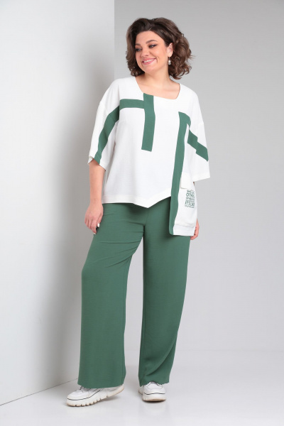 Блуза, брюки Rishelie 956 зеленый - фото 1