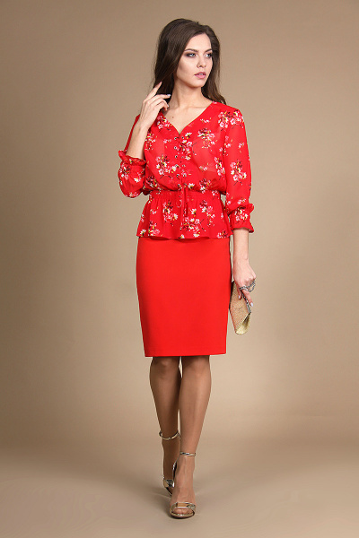 Блуза, юбка Alani Collection 746 красный - фото 1