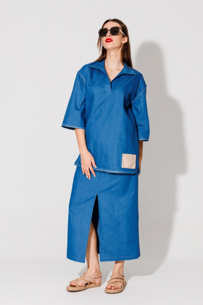 Блуза, юбка NikVa 486-3 синий - фото 5