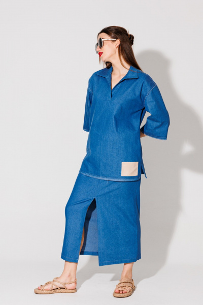Блуза, юбка NikVa 486-3 синий - фото 2