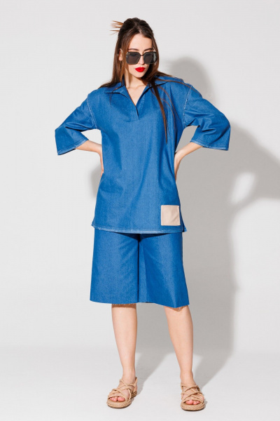 Блуза, шорты NikVa 547-1 синий - фото 2