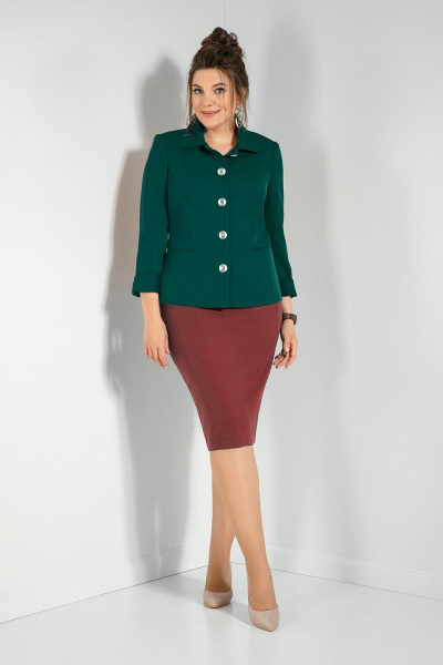 Жакет, юбка JeRusi 2086 зеленый-бордо - фото 1