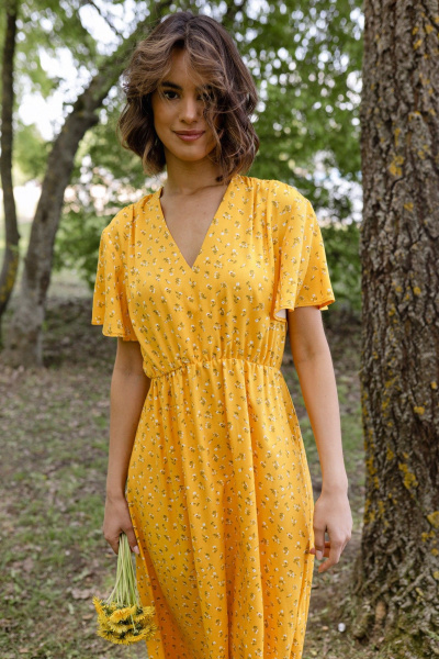 Платье Krasa М338/1-24 желтый_ цветы - фото 9