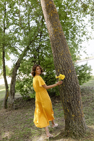 Платье Krasa М338/1-24 желтый_ цветы - фото 8