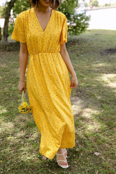 Платье Krasa М338/1-24 желтый_ цветы - фото 4