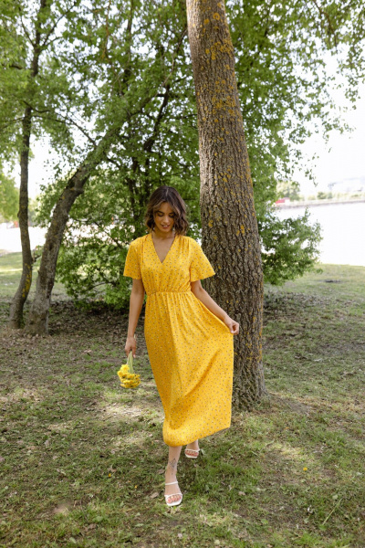 Платье Krasa М338/1-24 желтый_ цветы - фото 6