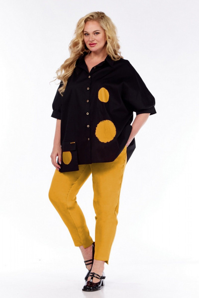 Брюки, рубашка Милора-стиль 1233 черный_желтый - фото 1