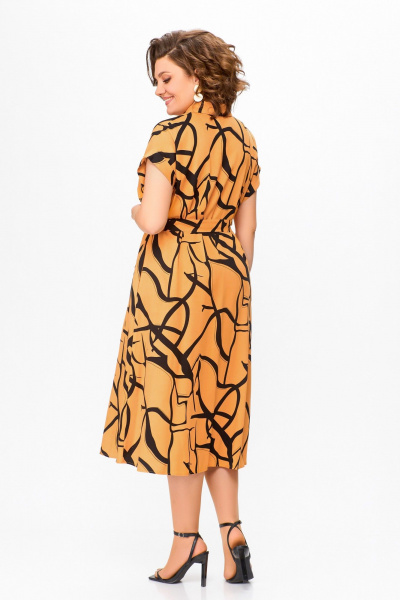 Платье Swallow 740 светло-оранжевый/чёрный_принт - фото 8